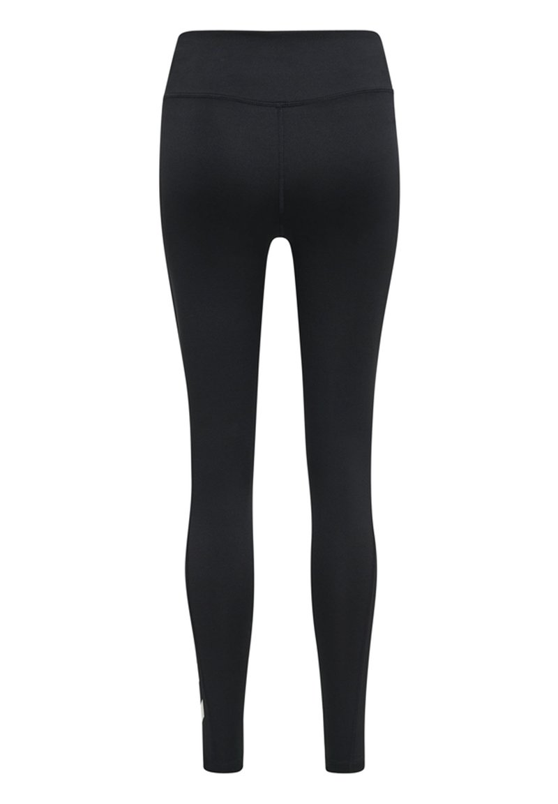 Svarta leggings i ett stretchigt tyg; hög midja; slim fit-design med minimal sömnad och logotypdetalj nära fållen.