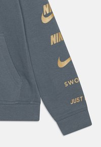 Sudadera gris con el logo dorado de Nike en las mangas, con un bolsillo, puños acanalados y un tejido suave al tacto.