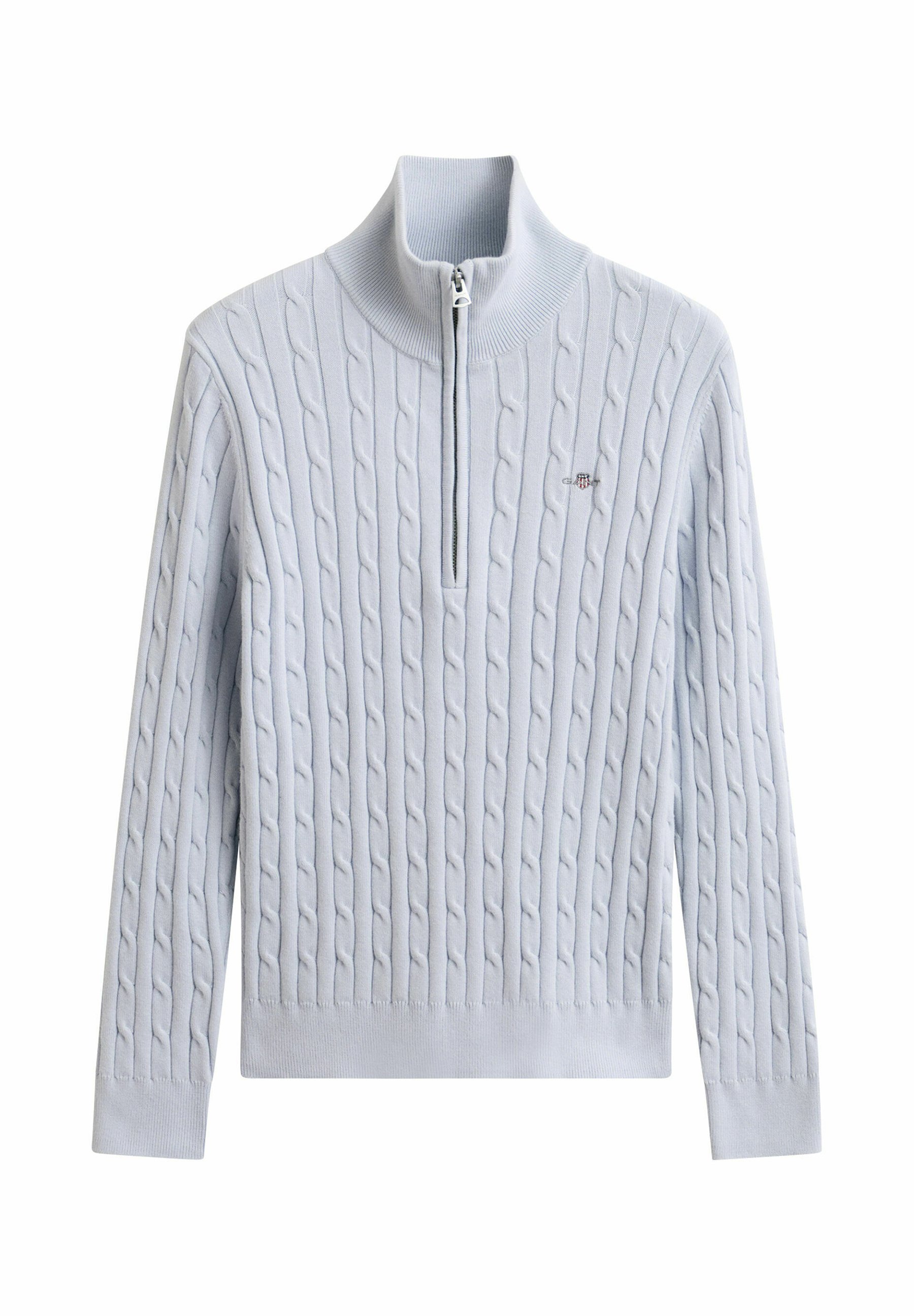 GANT STRETCH CABLE HALF-ZIP - Svetr - light blue