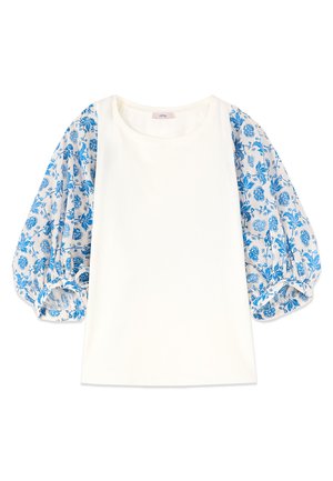 Oltre, T-SHIRT CON MANICHE FANTASIA - Pitkähihainen paita - bianco