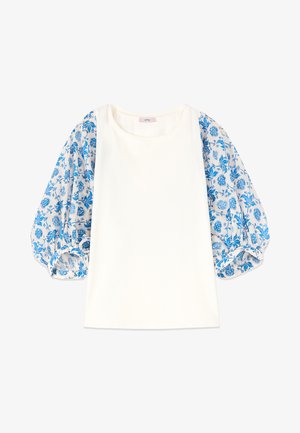 Oltre, T-SHIRT CON MANICHE FANTASIA - Pitkähihainen paita - bianco