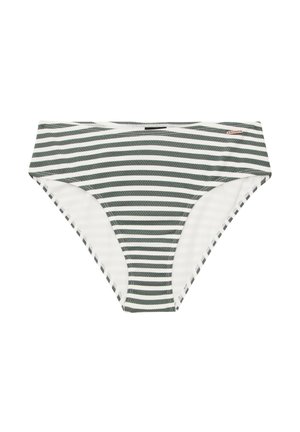 Gestreepte bikini broek met een mix van donkergroen en wit, gemaakt van gladde stof met een gematigde snit en rek.