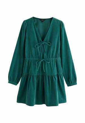 Next, PETITE FIT - LONG SLEEVE V-NECK TIE CORD MINI DRESS - Hverdagskjole - teal blue
