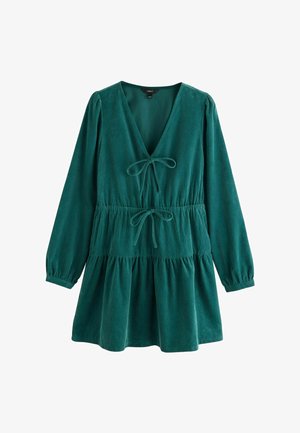 Next, PETITE FIT - LONG SLEEVE V-NECK TIE CORD MINI DRESS - Freizeitkleid - teal blue