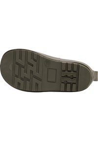 Schoenzool met een textuur voor grip, met een zigzagpatroon en ronde details. De kleur is gedempt grijs met een stevige constructie.