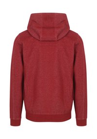 Rode hoodie van een gestructureerde stof, met een capuchon, lange mouwen en een nette afwerking. Inclusief contrasterende stiksels langs de randen.