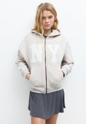 PRINTED  - Zip-up sweatshirt - grey