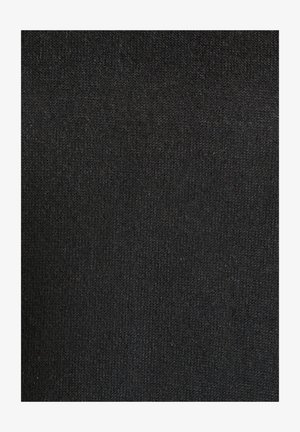 Zwart gebreid stof met een fijne textuur, gelijkmatig geweven, met subtiele variaties in de dikte van het garen en een egale, consistente kleur.