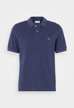 Marineblå polo t-shirt lavet af bomuld, med en klassisk krave, to knapper og et lille broderet logo på brystet.