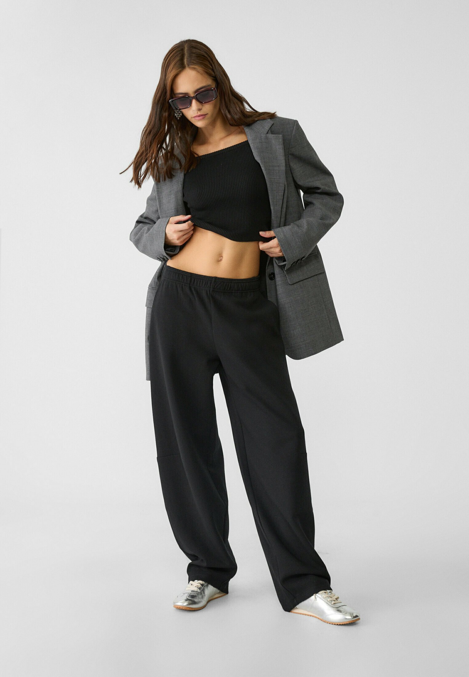 Stradivarius BALLOON JOGGER - Tracksuit bottoms - black