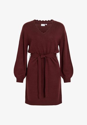 VILA, KNITTED DRESS VINOA LONG SLEEVED - Gebreide jurk - port royale