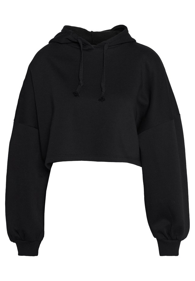 BASIC CROPPED HOOD - Kapuzenpullover - black