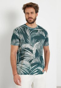Guess Marškinėliai su spaudiniu - mehrfarbig grün
