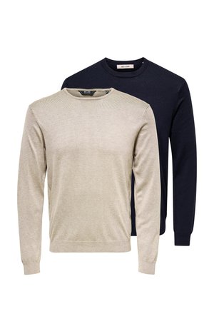 2PACK - Striktrøje - dunkelblau   beige