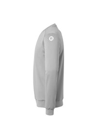 Felpa grigia con collo a giro e polsini a costine, caratterizzata da un piccolo logo bianco sulla spalla. Realizzata in materiale morbido e elastico.