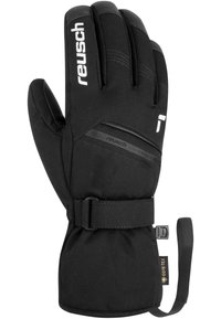 Guanto invernale nero con esterno in softshell, cinturino regolabile e etichetta GORE-TEX. Presenta polsino elasticizzato e area del palmo rinforzata.