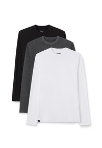 3 PACK - Maglietta a manica lunga - black white grey