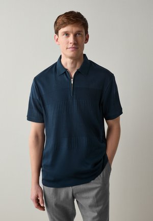Next, REGULAR FIT - BLOCK TEXTURE ZIP NECK  - Polo - navy blue