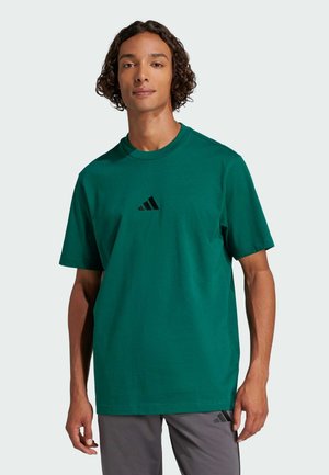adidas Sportswear ESSENTIALS SMALL LOGO SINGLE  - Basic T-shirt - collegiate green   black