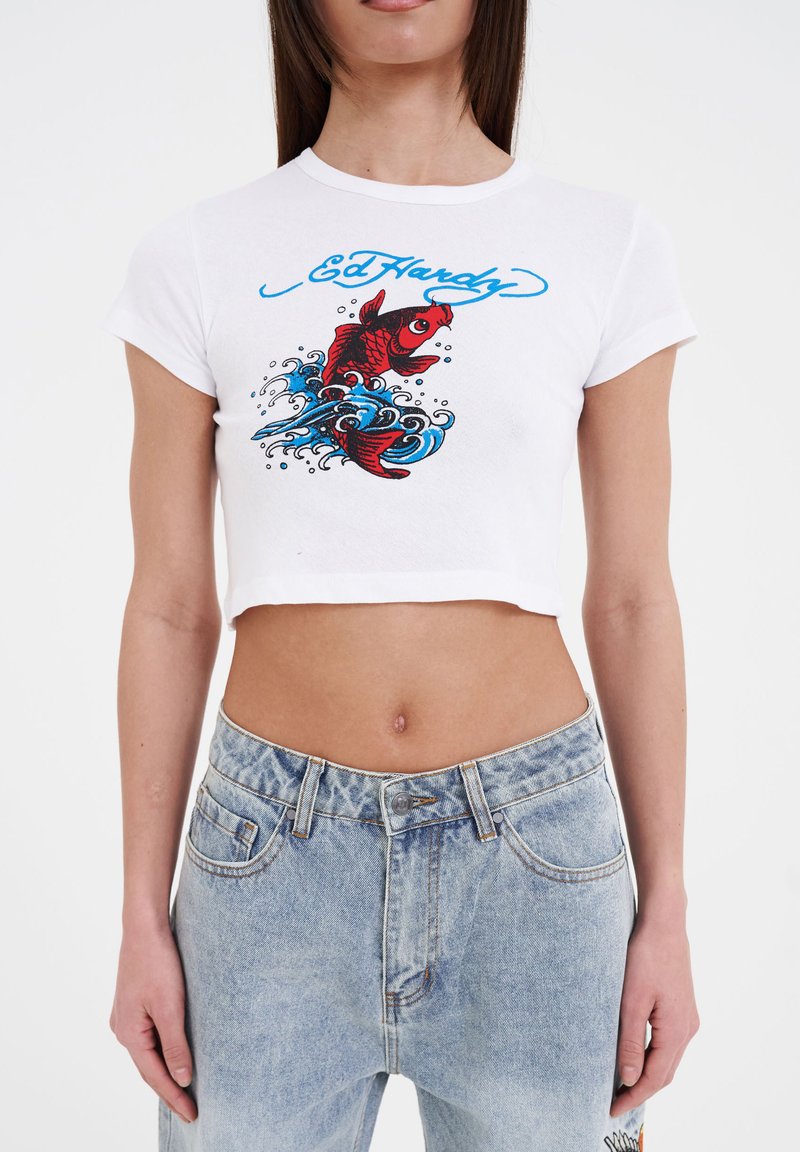 Ed Hardy KOI-BABY - Triko s potiskem - bright white