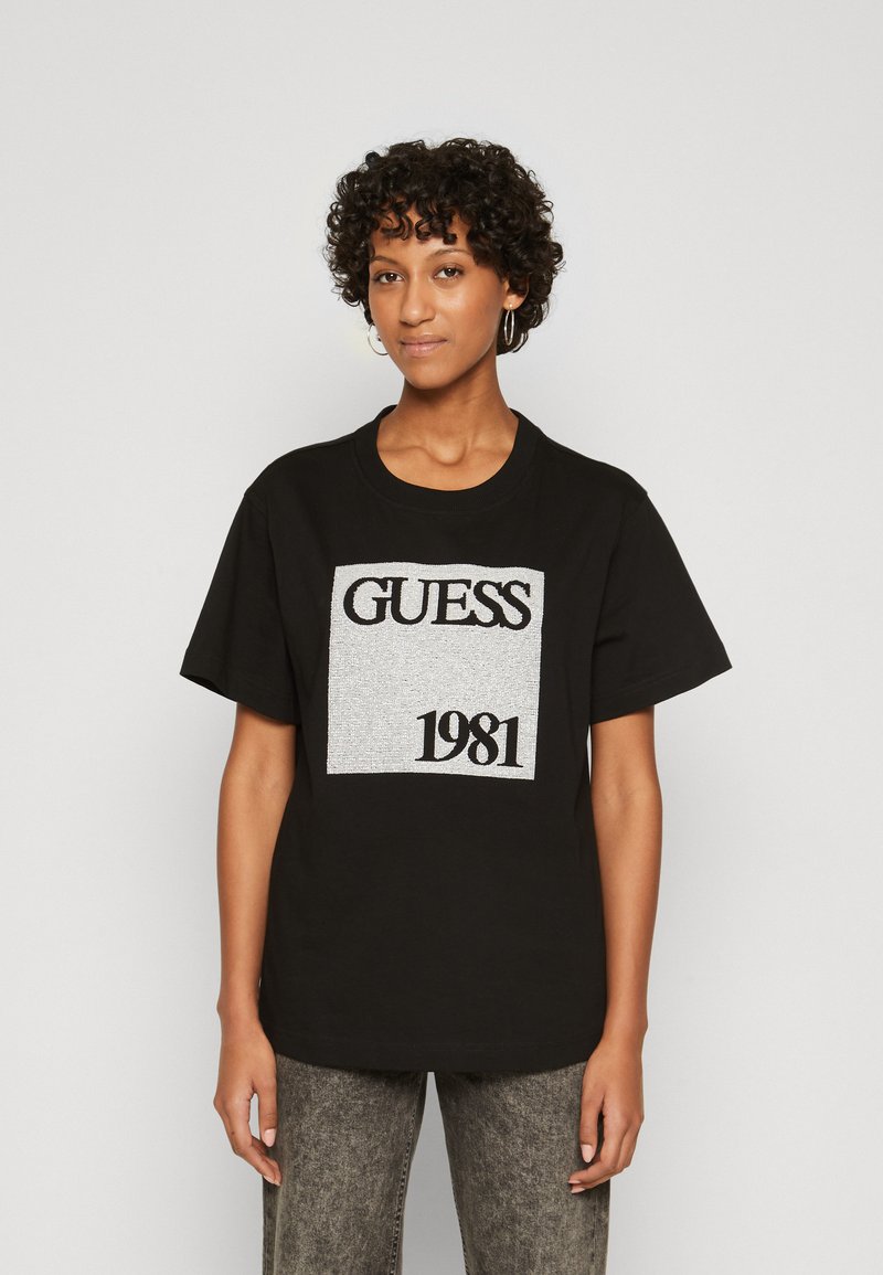 Guess BEADS TShirt print jet black/schwarz Zalando.de
