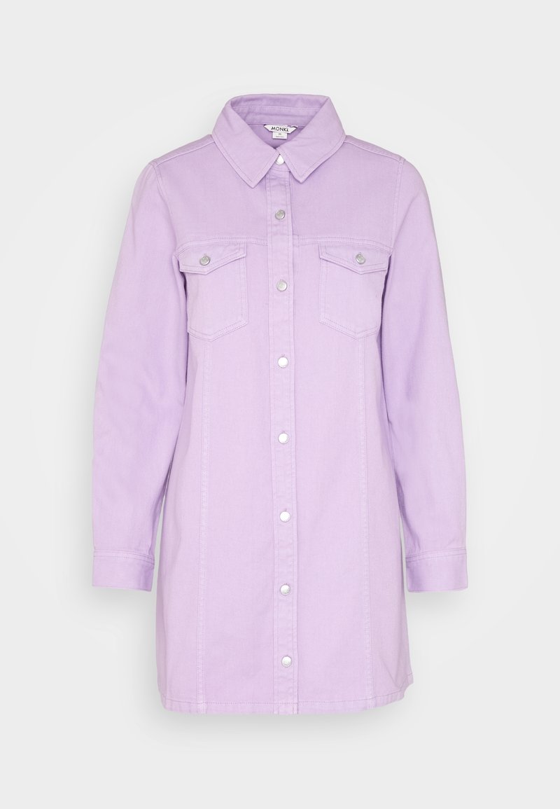lilac denim dress Oversized Lilac Denim Dress Moon Washed Denim Mini Dress- Purple  Hazel  Lane Boutique