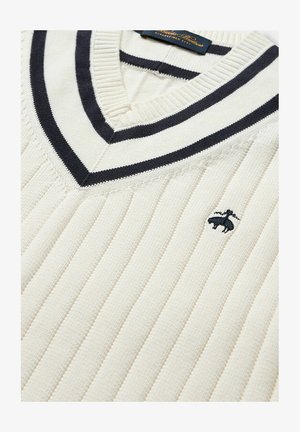 Brooks Brothers, LOGO EMBROIDERED TENNIS V-NECK - Trui - white