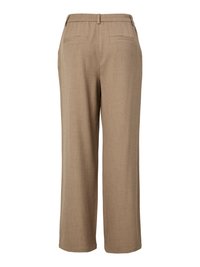 Ανοιχτό καφέ παντελόνια με φαρδιά γραμμή κατασκευασμένα από υφασμάτινο ύφασμα με υφή, με ελαστική μέση και δύο πίσω τσέπες.