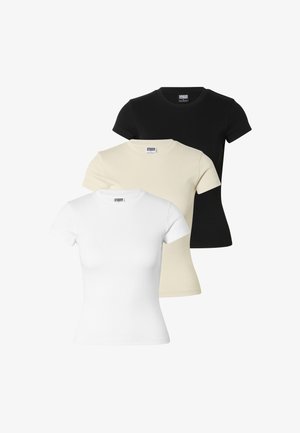 Urban Classics, LADIES SHORT SLIM TEE 3-PACK - T-shirt basique - black/white/whitesand