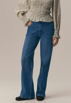 PETITE FIT - SEAM FRONT - Wide leg - mid blue