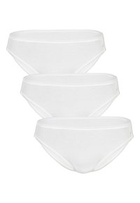 Slips in cotone bianco in confezione da tre, con un design a vita bassa, texture liscia e cuciture minime. Nessun motivo o dettaglio visibile.