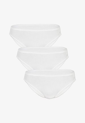 Slips in cotone bianco in confezione da tre, con un design a vita bassa, texture liscia e cuciture minime. Nessun motivo o dettaglio visibile.