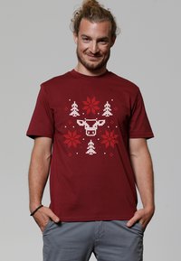 watapparel CHRISTMAS WITH LOVE - T-shirt imprimé - burgundy