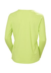 Langdurig mouwshirt in helder limoengroen met een zachte, geotextuurde stof, met een ontspannen pasvorm en ronde halslijn, zichtbare stikdetails.