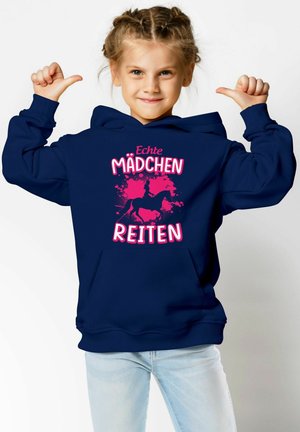PFERDE AUFDRUCLK SPRUCH LUSTIG ECHTE REITEN - Kapuzenpullover - navy