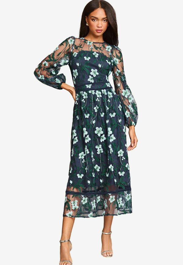 REGULAR FIT - PREMIUM LONG SLEEVE EMBROIDERED FLORAL PROM MIDI - Freizeitkleid