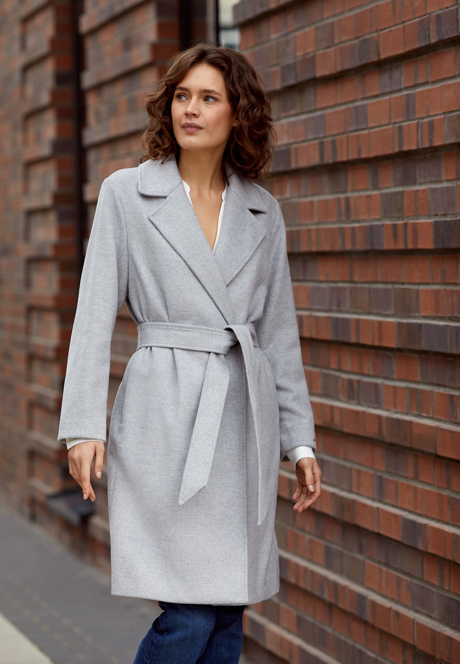 grey belted coat uk