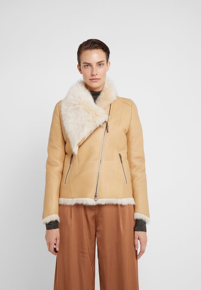 SHORT JACKET - Leather jacket - toscana vanilla