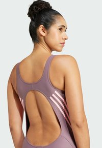 adidas Sportswear ADIDAS 3-STRIPES - Baddräkt - shadow fig   pink spark