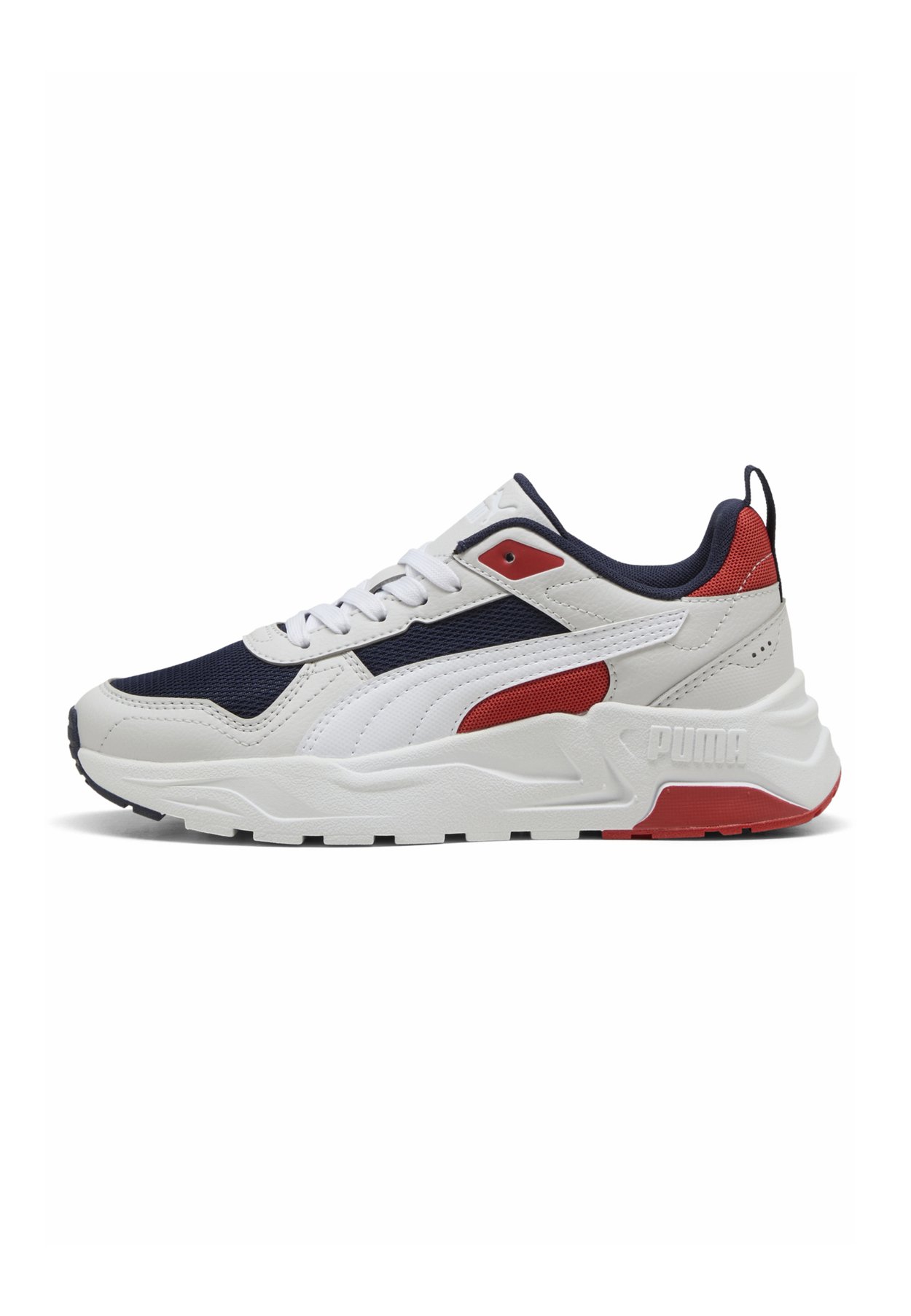 PUMA TRINITY 2 LT JR UNISEX - Trainers - navy- white-feather gray-red fire