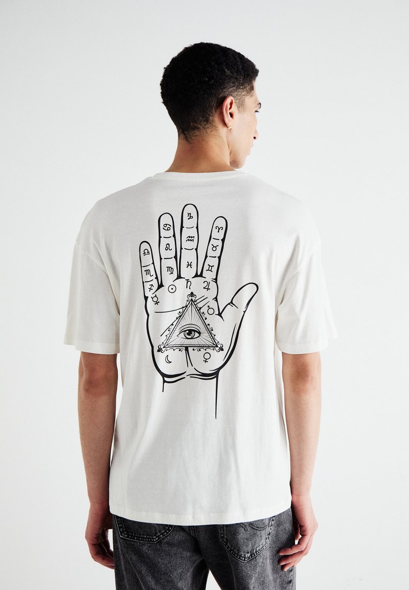 Jack & Jones JJMYSTIC TEE CREW NECK - Potiskana majica - cloud dancer