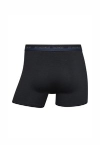 Black boxer briefs made of cotton blend fabric, featuring a smooth texture and a JBS Underwear logo on the elastic waistband.