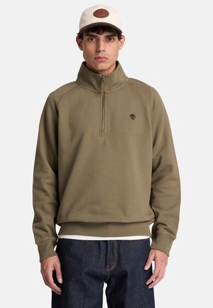 Timberland, TREE EMBROIDERED LOGO 1/4 ZIP SWEATSHIRT. - Sudadera - olive