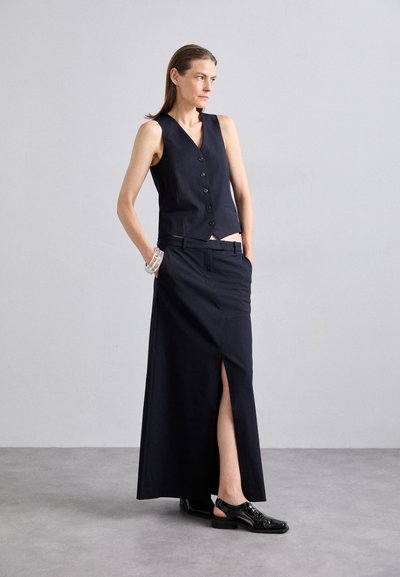 DESIGNERS REMIX SCOTT LONG SKIRT - Falda larga - navy
