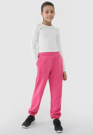 4F, 4F SPODNIE DRESOWE JOGGERY DZIEWCZĘCE - CZARNE 122 (6-7 LAT) - Pantalon de survêtement - pink