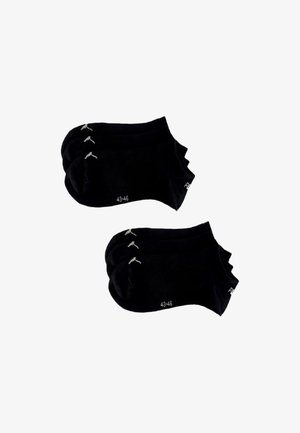 Black ankle socks set, cotton blend fabric, featuring reinforced heel and toe, elastic cuff, and size markings 43-46.