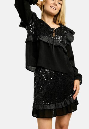 NOR LS FRILL - Blúz - black sequins