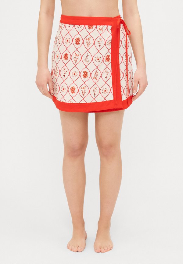 MARBELLA MINI WRAP SKIRT - Beach accessory - flame