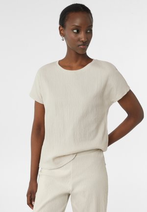 comma casual identity AUS STRUKTUR - T-Shirt basic - beige