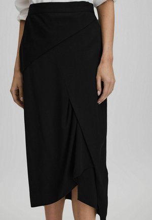 REGULAR FIT-ZARIA HIGH RISE DRAPED MIDI - Fustă tip creion - black
